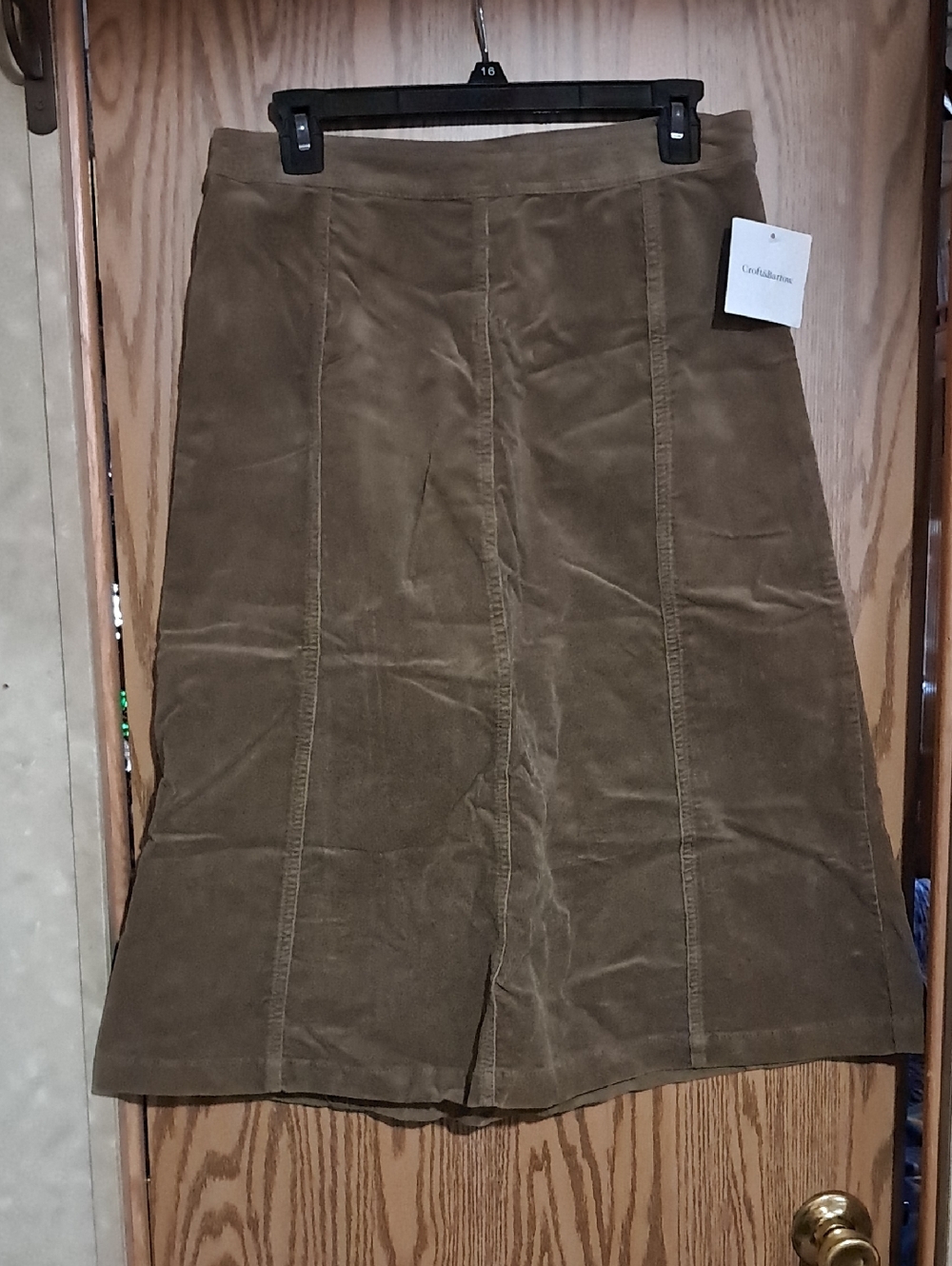croft & barrow Olive Corduroy A-Line Midi Skirt Size 4